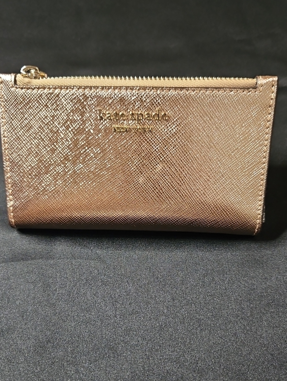 Kate Spade Metallic Rose Gold Saffia Card Wallet NWT